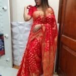 Katan Saree Combo Gift Set For girls (Red)