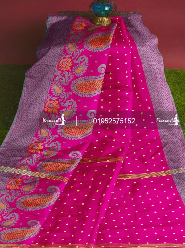 Half Silk Jamdani Saree without Blouse Pcs - Image 5