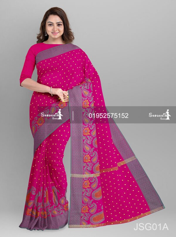 Half Silk Jamdani Saree without Blouse Pcs - Image 2