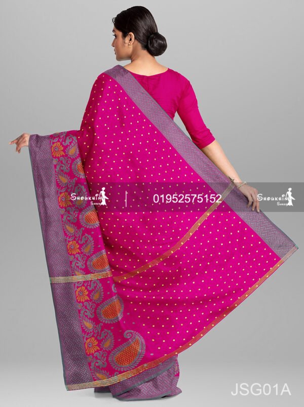 Half Silk Jamdani Saree without Blouse Pcs - Image 3