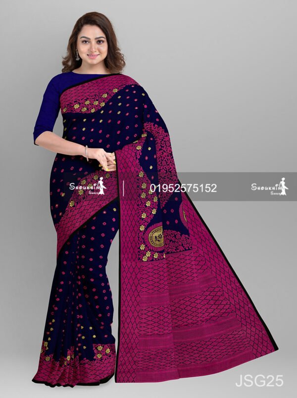 Premium Quality Half Silk Jamdani Saree without Blouse Pcs - Image 3