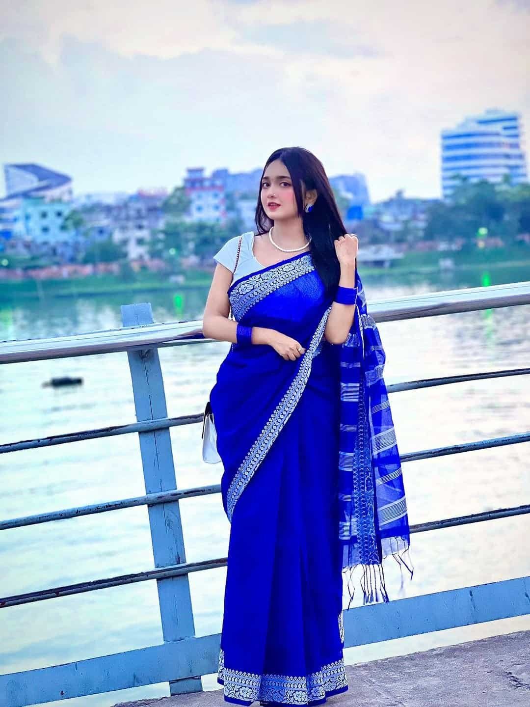 Saree Combo Gift Set - Which Contains Saree Necklace Earrings Bangles Mehedi Mirror Kitkat Tip Love Chocolate Box with Doll Rose Gazra Chirkut and More - Image 4