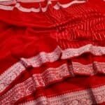 Saree Combo Gift Set - Which Contains Saree Necklace Earrings Bangles Mehedi Mirror Kitkat Tip Love Chocolate Box with Doll Rose Gazra Chirkut and More (Red)