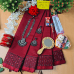 Tangail Saree Combo Set for Women - Sari Churi Necklace Earrings Mirror Kitkat Mehedi Tip Golap Love Chocolate Box etc