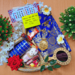 Tangail Katan Saree Combo Gift Set- Sari Churi Necklace Earrings Mirror Chocolate Mehedi Tip Golap Love Chocolate Box etc