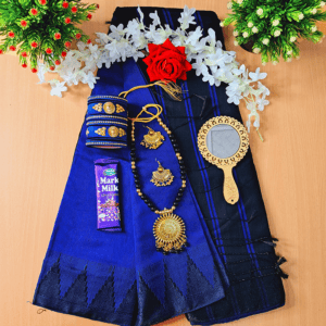 Tangail Soft Hafslik Saree Combo Gift set (Student Budget Combo) saree churi necklace chocolate ayna golap gazra etc